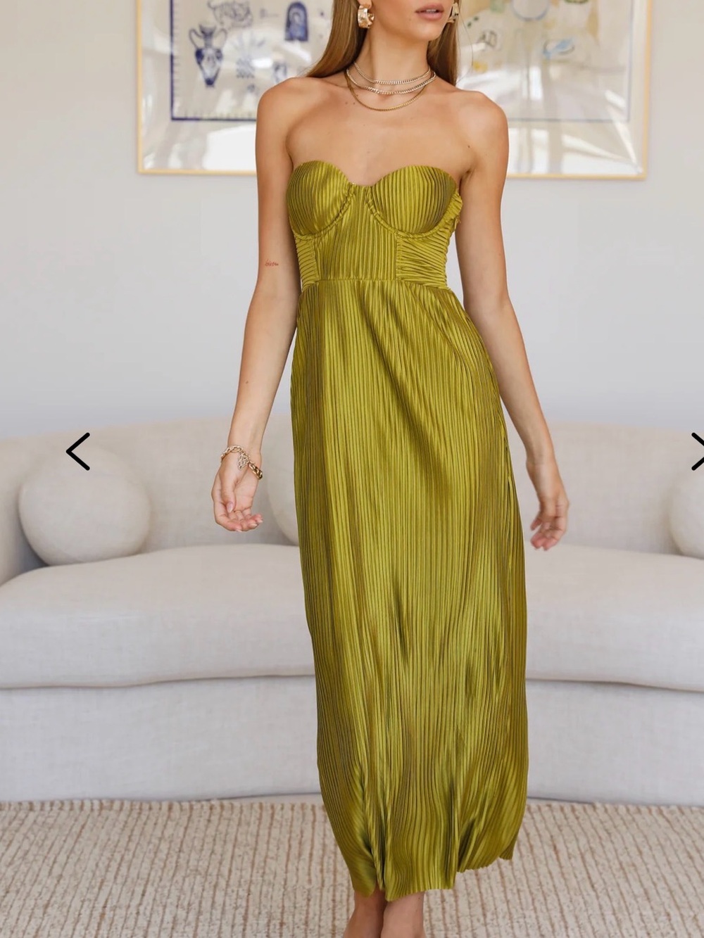 NWT Hello Molly Chase the Blues Strapless Midi Dress Green Glam Wedding Event 6